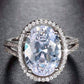 Feshionn IOBI Rings "Ingenue" 6 Carat Oval Halo White Gold Plated Split Shank Ring