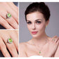 Feshionn IOBI Rings Milan Green Halo Oval Cut 2.5CT Genuine Peridot IOBI Precious Gems Ring