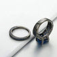Feshionn IOBI Rings Moonlight Serenade Blue CZ and Black Gold Solitaire Engagement Ring Set