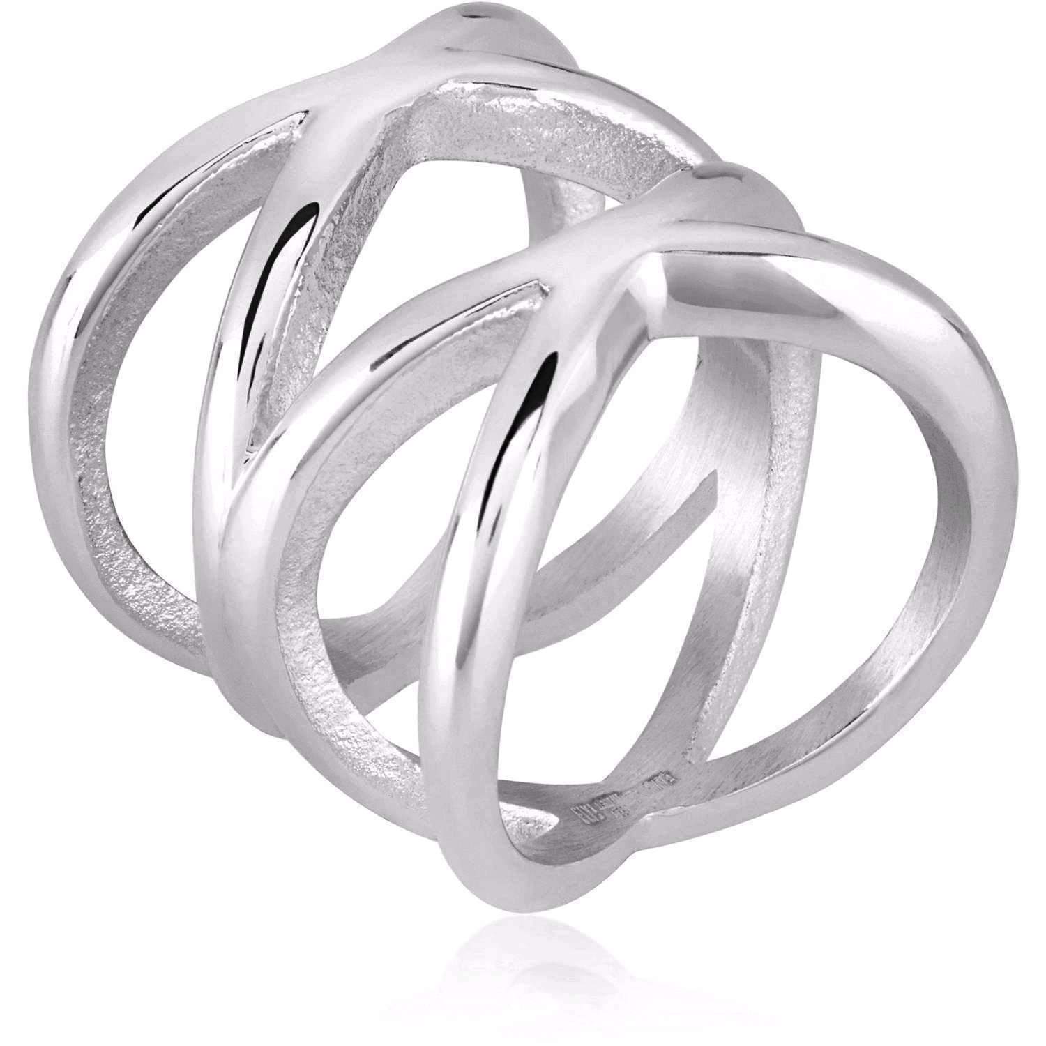 Feshionn IOBI Rings Orbit Stainless Steel Symmetrical Criss-Cross Ring For Men or Women