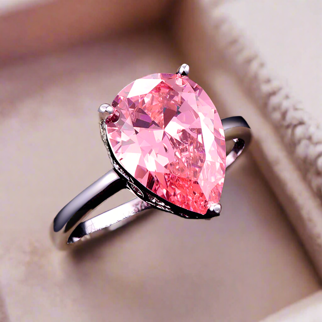 Feshionn IOBI Rings Persian Pink Pear 8.5CT Pink Topaz IOBI Precious Gems Ring