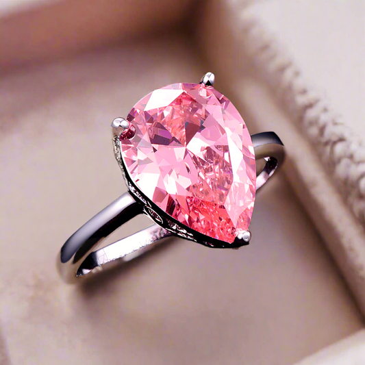 Feshionn IOBI Rings Persian Pink Pear 8.5CT Pink Topaz IOBI Precious Gems Ring