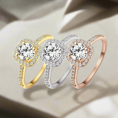 Feshionn IOBI Rings Platinum / 5 ON SALE - Bella Vita Halo 2 CT Round Austrian Crystal Ring ~ In Three Colors