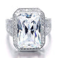 Feshionn IOBI Rings Romantic Fire 8.5CT Emerald Cut Halo Ring