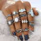 Feshionn IOBI Rings Ultimate Opal Collection Boho Midi-Knuckle Rings Set of 12