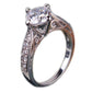 Feshionn IOBI Rings Vintage Filigree Channel Set Round CZ Solitaire Engagement Ring