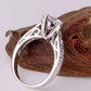 Feshionn IOBI Rings Vintage Filigree Channel Set Round CZ Solitaire Engagement Ring