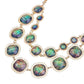 Feshionn IOBI Sets Exotic Peacock Iridescent Cabochon Layered Necklace and Earring Set