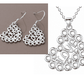 Feshionn IOBI Sets Love Bubbles Sterling Silver Heart Matching Necklace and Earring Set
