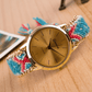 Feshionn IOBI Watches Aqua & Coral Offbeat Hand Woven Watch in 13 Colorful Patterns