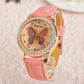 Feshionn IOBI Watches Coral CLEARANCE - Shimmering Butterfly Rose Gold Ladies Leather Watch