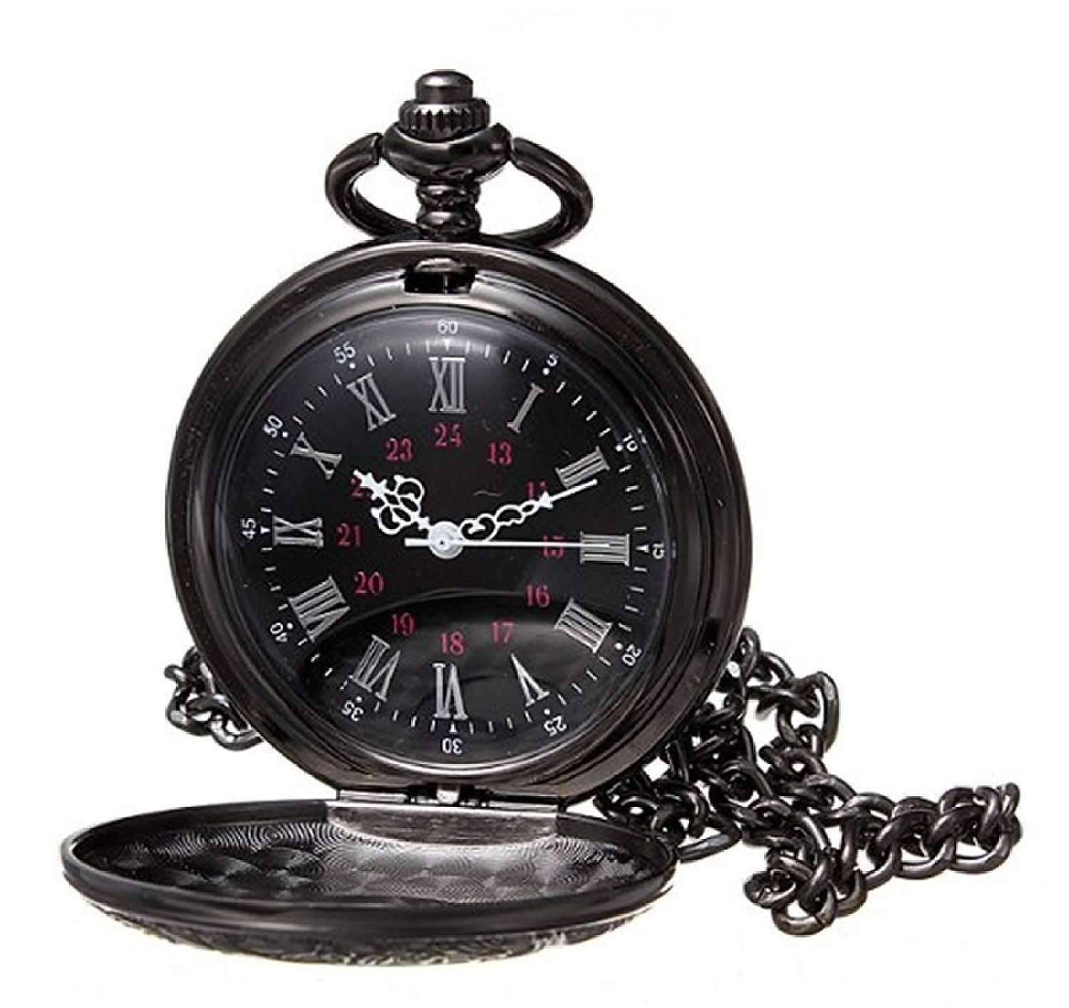 Feshionn IOBI Watches Vintage Gunmetal Window Pocket Watch