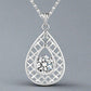 Lined Pear Drop CZ Sterling Silver Necklace