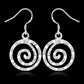 Hammered Spiral Silver Hook Earrings for Woman