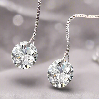 14K Gold Plated Naked OB 2Ct Crystals Thread Drill Sparkly Earrings for Woman