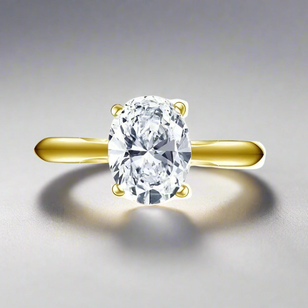 Nia D’Oro 2CT Oval Solitaire OB Simulated Diamond Ring for Women