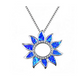 14K White Gold Plated Deep Blue Sea Turtle Animal Frog Crab Cat Heart Opal Blue Enamel Cz Pendant Necklace for Woman Special Occasion Birthdays Holidays