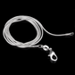 Smooth Snake Silver 1mm Chain Necklace 18-28 inches Lobster Claw Clasp for Women Everyday Wear