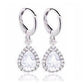 Teardrop Halo Zirconia Dangling Hoop Earrings for Women Special Occasions Wedding Bridal Holiday Birthday Anniversary