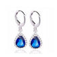 Teardrop Halo Zirconia Dangling Hoop Earrings for Women Special Occasions Wedding Bridal Holiday Birthday Anniversary