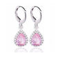 Teardrop Halo Zirconia Dangling Hoop Earrings for Women Special Occasions Wedding Bridal Holiday Birthday Anniversary