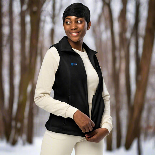 Women’s Columbia Fleece Vest With Pockets Premium Quality Embroidery USA