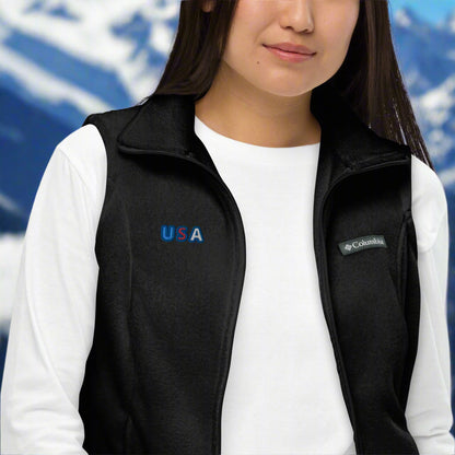 Women’s Columbia Fleece Vest With Pockets Premium Quality Embroidery USA